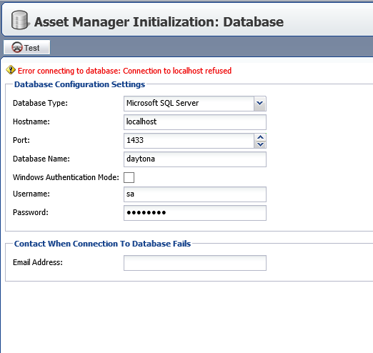 SQL Connection Refused - RF Code